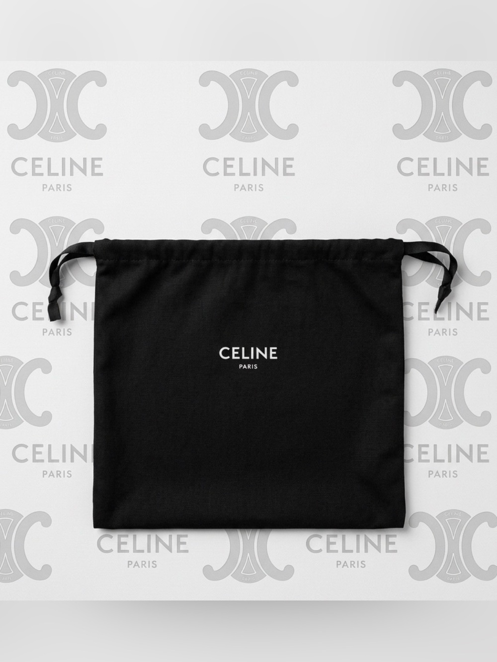 Authentic Celine Black Drawstring Logo Dust Bag
